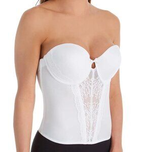 NWT $68 MAIDENFORM MFB100 Strapless White Floral Lace Bustier Bra Corset 34B